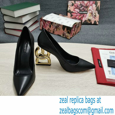 Dolce  &  Gabbana Heel 10.5cm Leather Pumps Black with DG Pop Heel 2021